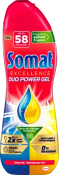 Средство для мытья посудомоечной машины Excellence Duo Power Gel Lemon Лайм 58 полосканий 928мл Somat