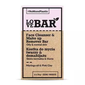 Средство для очищения лица и снятия макияжа, масло моринги + розовая глина, 60 г Love Bar