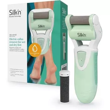 Средство для удаления мозолей на батарейках, с 2 обрабатывающими роликами средней и грубой очистки Micropedi для влажной и сухой обработки, Silk'N
