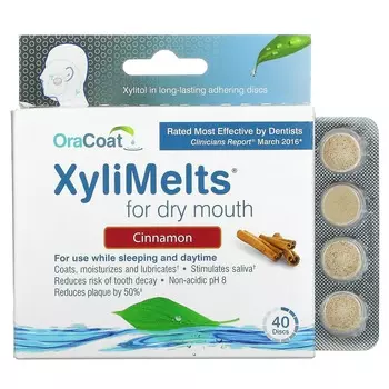 Средство OraCoat XyliMelts от сухости во рту, корица, 40 плавок