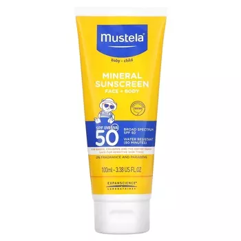 Средство водостойкое Mustela Baby Mineral Sunscreen Face + Body SPF 50, 100 мл
