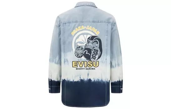 SS22 Джинсовая куртка-рубашка с принтом тай-дай Evisu, синий