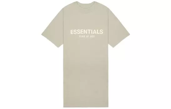 SS22 Платье с короткими рукавами женское пыльно-зеленое Fear Of God Essentials
