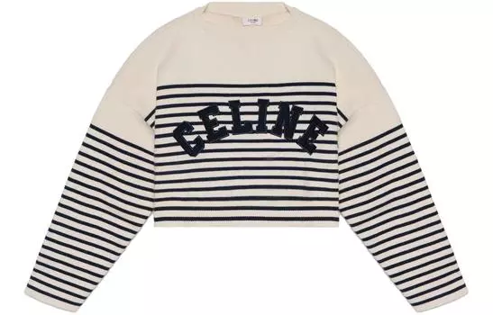 SS22 Полосатый вязаный хлопковый свитер CELINE, Marine Blue