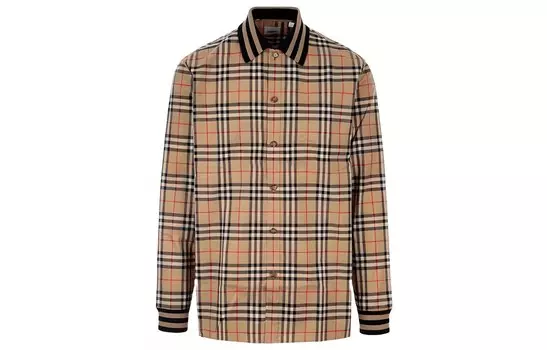 SS22 Винтажная клетчатая рубашка из хлопкового поплина Burberry, коричневый