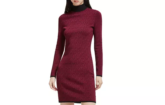 SS22 Женское платье с длинными рукавами MICHAEL KORS, Burgundy