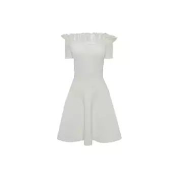 SS22 Женское платье с короткими рукавами Alexander McQueen, слоновая кость