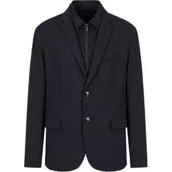SS23 Деловой пиджак мужской, цвет морской волны EMPORIO ARMANI, Marine Blue