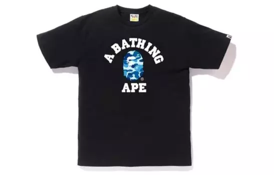 SS23 Мужская футболка ABC CAMO COLLEGE A Bathing Ape, черный/зеленый