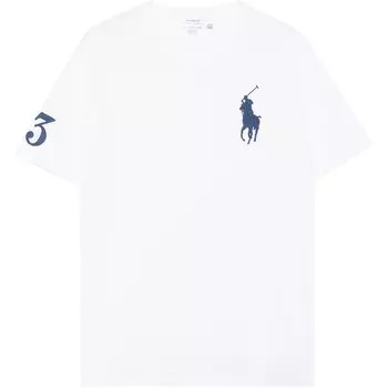 SS23 Мужская вышитая футболка с круглым вырезом, белая Polo Ralph Lauren, белый
