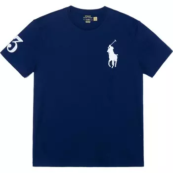 SS23 Вышитый свитер с коротким рукавом Футболка темно-синего цвета Polo Ralph Lauren, темно-синий