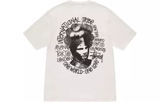 SS24 Camelot пигментная окрашенная футболка черная Stussy, оливково-зеленый