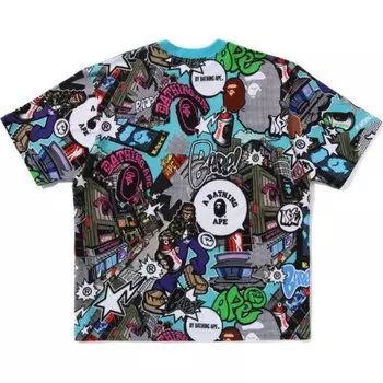 SS24 COMIC ART Series футболка мужская синяя A Bathing Ape, синий