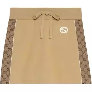 SS24 Повседневная короткая юбка женская цвета кэмел GUCCI, Camel