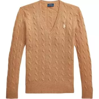 SS24 Женский свитер цвета верблюжьей шерсти Polo Ralph Lauren, Camel