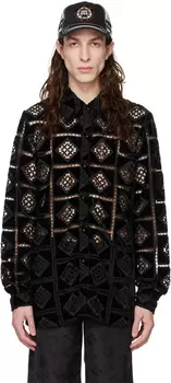SSENSE Exclusive Black Patchwork Diamonds Jacket Anna Sui