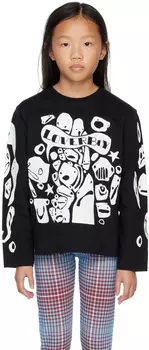 SSENSE Exclusive Kids Черная футболка с длинным рукавом с принтом Charles Jeffrey Loverboy
