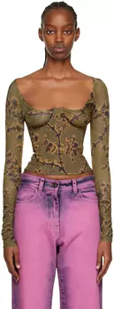 SSENSE Эксклюзивная блузка-бюстье цвета хаки с косой KNWLS