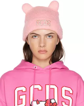 SSENSE Эксклюзивная розовая шапка с ушками Тедди GCDS