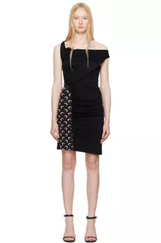 SSENSE Эксклюзивное черное мини-платье из мягкого джерси с драпировкой Marine Serre