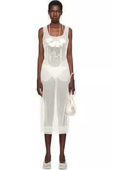 SSENSE Эксклюзивное свадебное платье миди с вытачками и гвоздиками Simone Rocha