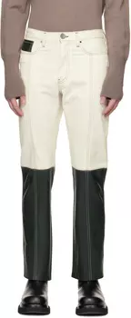 SSENSE Эксклюзивные бело-зеленые кожаные джинсы Steven Passaro