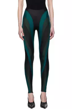SSENSE Эксклюзивные черные и зеленые леггинсы Eco Sport из лайкры Mugler