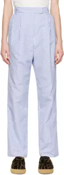 SSENSE Эксклюзивные синие брюки в полоску Bea Fluid Stripe The Frankie Shop