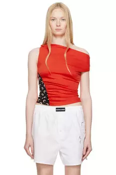 SSENSE Эксклюзивный красный мягкий трикотажный драпированный топ Marine Serre