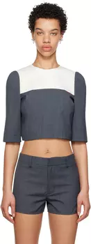 SSENSE Work Capsule - серая блузка в стиле пэчворк SHUSHU/TONG