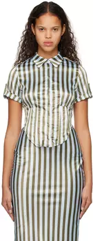 SSENSE Work Capsule — зелено-синяя рубашка макси Miaou