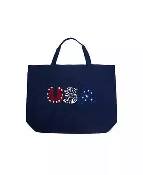 США Фейерверк — Большая Большая Сумка Word Art La Pop Art, черный