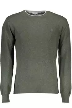 США ПОЛО ASSN. Элегантный тонкий свитер с логотипом, зеленый