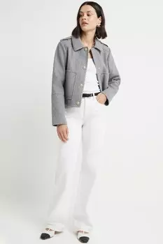 Сшитая укороченная куртка River Island, серый