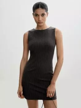 Сшитое на заказ мини-платье-сорочка в полоску от dipla Mango, цвет Charcoal/Multi