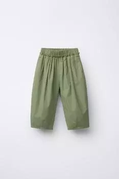 Сшитые мешковатые брюки ZARA, цвет Mid-green