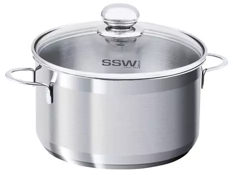 SSW City кастрюля для мяса со стеклянной крышкой, нержавеющая сталь, 24 см, 6,1 л SSW Stolze Stahl Waren