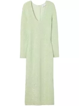 St. John платье миди с V-образным вырезом и пайетками, зеленый