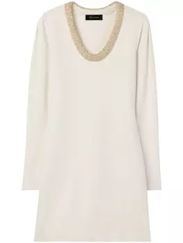 St. John платье мини с пайетками, белый