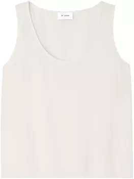 St. John шелковый топ с U-образным вырезом, нейтральный цвет