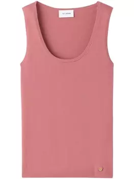 St. John топ в рубчик с логотипом, розовый