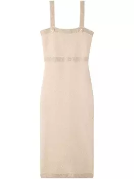St. John трикотажное платье с пайетками, нейтральный цвет