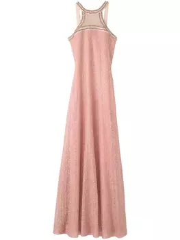 St. John трикотажное платье со стразами, розовый