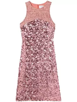 St. John твидовое платье с пайетками, розовый