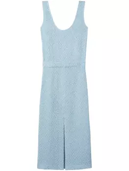 St. John твидовое платье с U-образным вырезом, синий