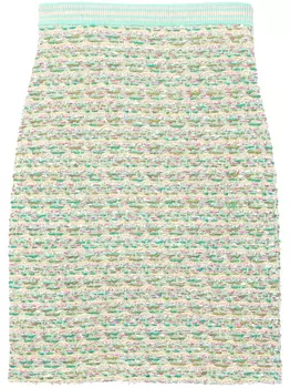 St. John юбка мини из ткани букле, зеленый
