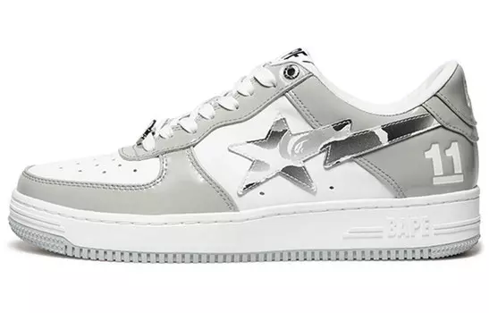 STA Стильные женские кеды для скейтбординга с низким верхом, серые/белые A Bathing Ape