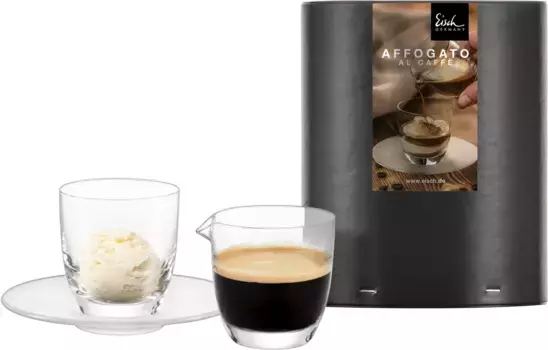 Стакан для эспрессо Eisch "Affogato al caff стакан 109/5 с кувшином", (набор, 3 шт., стакан для эспрессо, блюдце и кувшин), в подарочной упаковке, 100 мл, 3 шт 11,5х6,5 см, цвет transparent