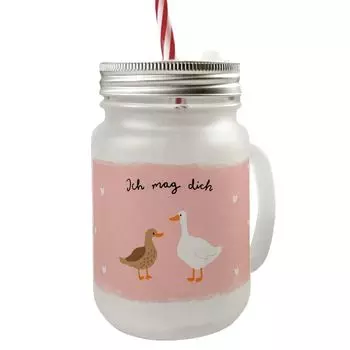 Стакан для питья с ручкой и крышкой из-под утки и гуся с надписью «Ты мне нравишься» speecheese