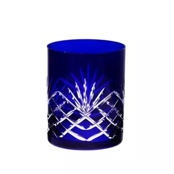 Стакан для виски ручной огранки Laura 300мл синий Cristalica GmbH